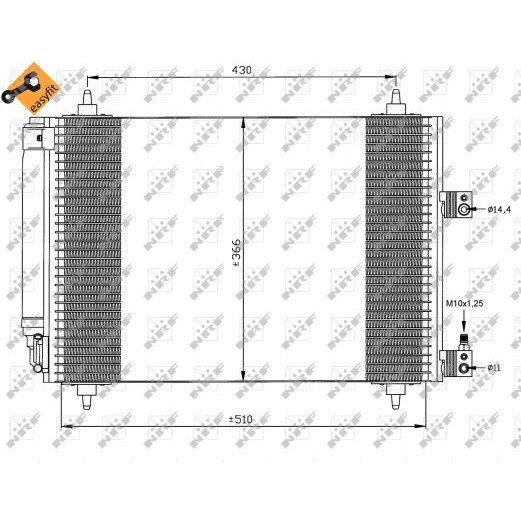 Слика на Ладник за клима NRF EASY FIT 35443 за Citroen C5 DE Break 2.2 HDi  (DE4HXB, DE4HXE) - 133 коњи дизел