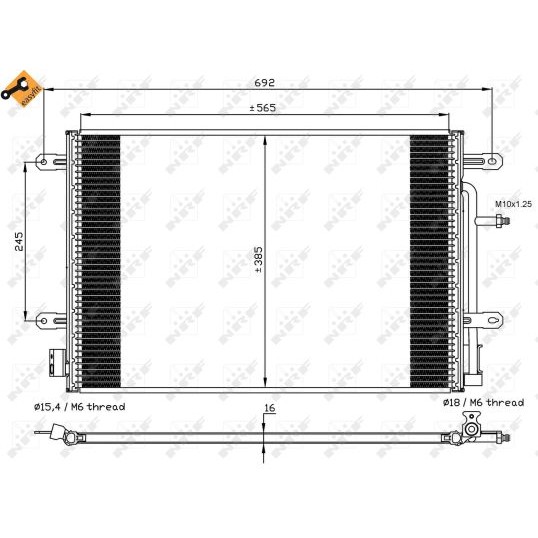 Слика на Ладник за клима NRF EASY FIT 35560 за Audi A4 Sedan (8EC, B7) 1.6 - 102 коњи бензин