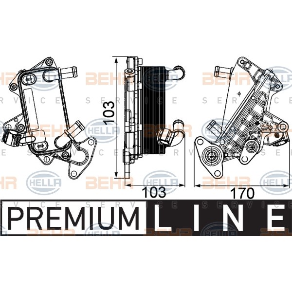 Слика на ладник за масло, автоматски менувач HELLA BEHR  SERVICE  PREMIUM LINE 8MO 376 725-311 за Skoda Superb (3T4) 1.8 TSI 4x4 - 160 коњи бензин