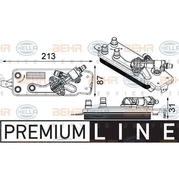 Слика на ладник за масло, автоматски менувач HELLA BEHR  SERVICE  PREMIUM LINE 8MO 376 749-001 за BMW 7 Series F 740 i - 320 коњи бензин