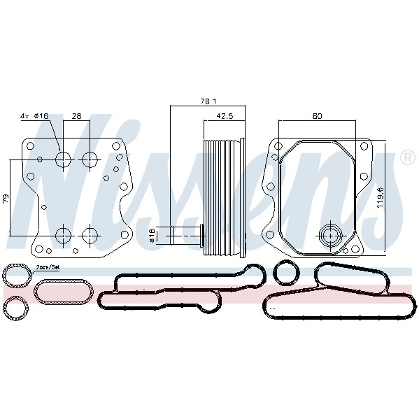 Слика на Ладник за масло NISSENS 90723 за Ford Transit Platform 2.3 16V LPG RWD - 145 коњи Бензин/Автогаз (LPG)