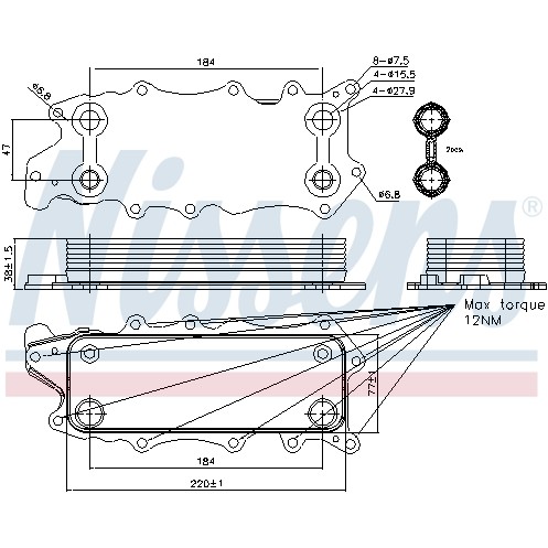 Слика на Ладник за масло NISSENS 90784 за Mercedes C-class Estate (s204) C 350 CDI (204.223) - 265 коњи дизел