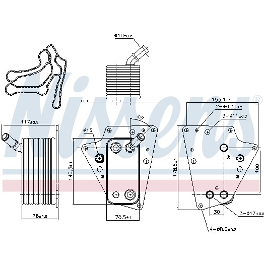 Слика на Ладник за масло NISSENS 90802 за Opel Astra H GTC 1.9 CDTi 16V - 120 коњи дизел