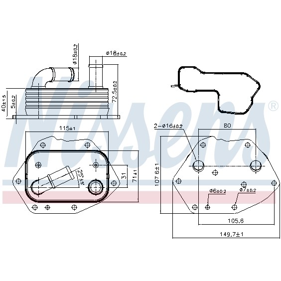 Слика на Ладник за масло NISSENS 90808 за Ford Galaxy 2.2 TDCi - 200 коњи дизел