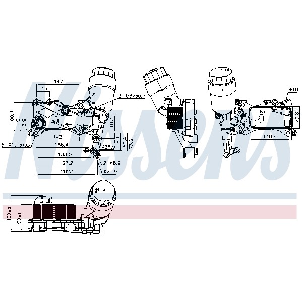 Слика на Ладник за масло NISSENS 90836 за Mercedes C-class Estate (s204) C 220 CDI - 163 коњи дизел