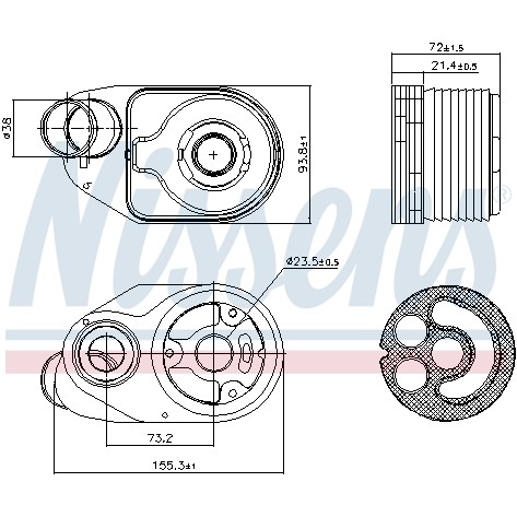 Слика на Ладник за масло NISSENS 90932 за камион Iveco Daily 2 Bus Box 29 L 12 V (ALKA41A2, ALLA52A2, ALKA42A2) - 116 коњи дизел