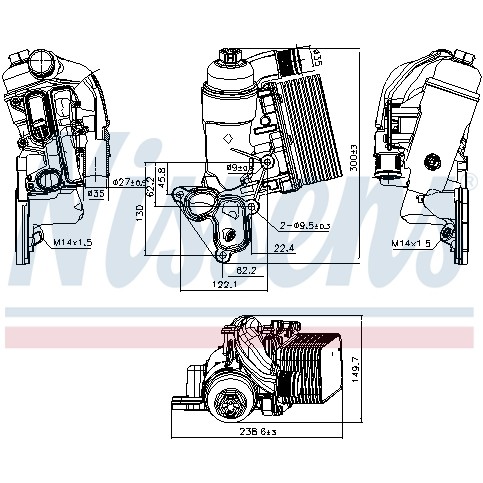 Слика на Ладник за масло NISSENS 90953 за Opel Movano B Box 2.3 CDTI FWD (FV) - 131 коњи дизел