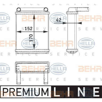 Слика на Ладник за парно BEHR HELLA SERVICE PREMIUM LINE 8FH 351 312-521 за Mercedes Vaneo (414) 1.7 CDI (414.700) - 75 коњи дизел