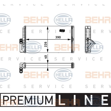 Слика на Ладник за парно HELLA BEHR  SERVICE  PREMIUM LINE 8FH 351 312-541 за камион Mercedes Actros 1996 1843 S, 1843 LS - 428 коњи дизел