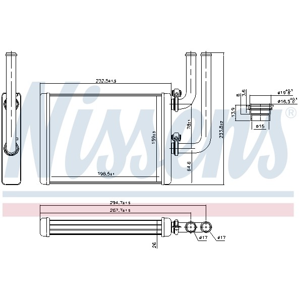 Слика на Ладник за парно NISSENS 707076 за Mitsubishi Lancer Estate (CS W) 1.6  (CS3W) - 98 коњи бензин