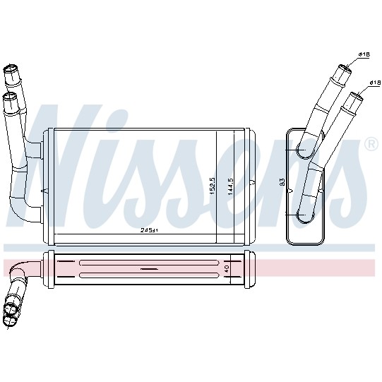 Слика на Ладник за парно NISSENS 71778 за Ford Transit Platform 2.3 16V LPG RWD - 145 коњи Бензин/Автогаз (LPG)