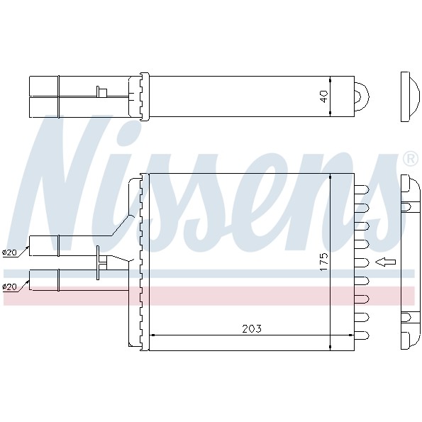 Слика на Ладник за парно NISSENS 72656 за Opel Vectra B Estate 1.8 i 16V - 116 коњи бензин