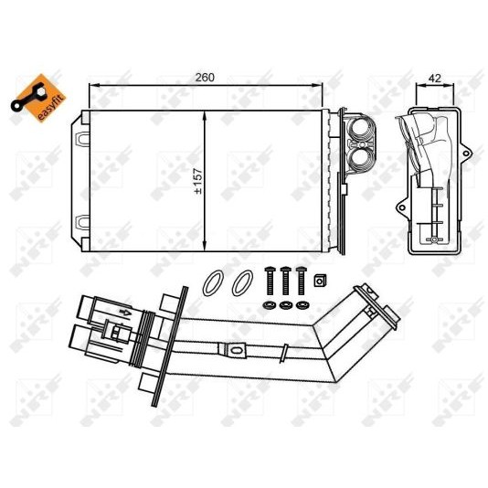 Слика на Ладник за парно NRF EASY FIT 54280 за Renault Laguna (B56,556) 1.6 16V (B568, B561) - 107 коњи бензин