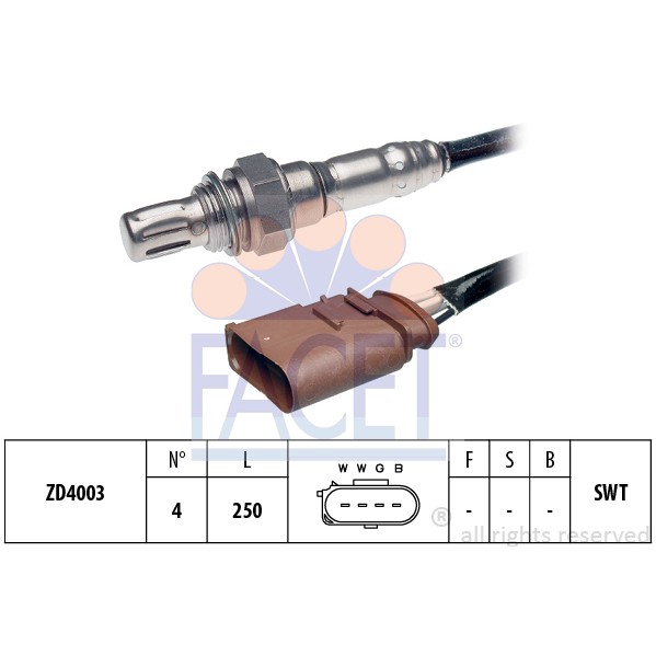 Слика на ламбда сонда FACET Made in Italy - OE Equivalent 10.7595 за Seat Ibiza 3 (6L) 1.2 - 60 коњи бензин