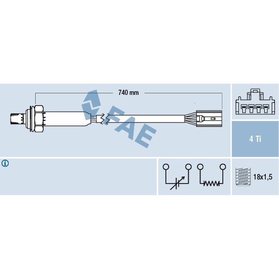 Слика на ламбда сонда FAE 77189 за Volvo S40 Sedan (VS) 2.0 - 140 коњи бензин