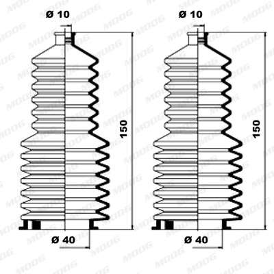 Слика на Манжетна за летва на волан, до спона MOOG K150030 за Renault 25 (B29) 2.4 V6 Turbo (B295) - 181 коњи бензин