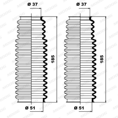 Слика на Манжетна за летва на волан, до спона MOOG K150092 за BMW 3 Compact E46 316 ti - 115 коњи бензин