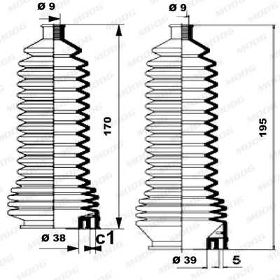 Слика на Манжетна за летва на волан, до спона MOOG K150138 за Nissan Kubistar Box dCi 85 - 84 коњи дизел