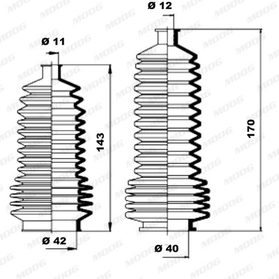 Слика на Манжетна за летва на волан, до спона MOOG K150157 за Renault Symbol (LB0-1-2) 1.0 - 71 коњи бензин