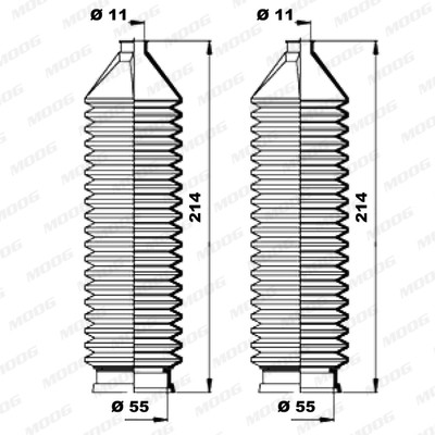 Слика на Манжетна за летва на волан, до спона MOOG K150166 за Fiat Brava 182 1.6 16V (182.BH) - 90 коњи бензин