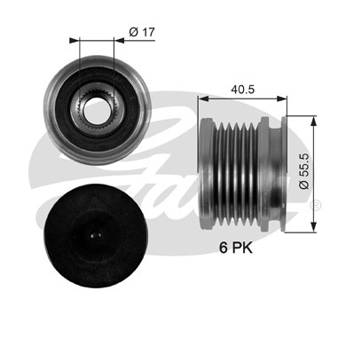 Слика на механизам за слободен од на алтернатор GATES DriveAlign® OAP7040 за Seat Ibiza 2 (6K) 1.9 SDI - 64 коњи дизел