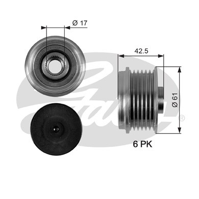 Слика на механизам за слободен од на алтернатор GATES DriveAlign® OAP7043 за Renault Megane 1 (BA0-1) 1.9 dTi (BA08, BA0N) - 98 коњи дизел