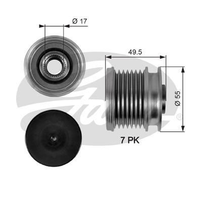 Слика на механизам за слободен од на алтернатор GATES DriveAlign® OAP7086 за Jeep Commander 3.0 CRD 4x4 - 218 коњи дизел