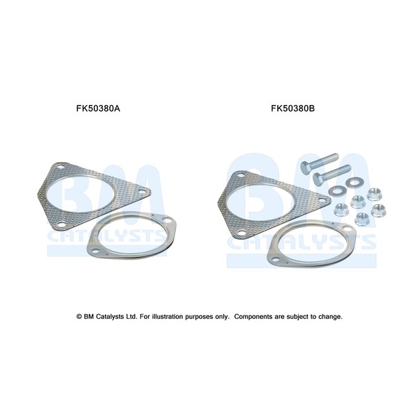 Слика на монтажен комплет, издувна цевка BM CATALYSTS FK50380 за Renault Laguna 3 (BT0-1) 2.0 dCi GT (BT1E, BT1N) - 178 коњи дизел
