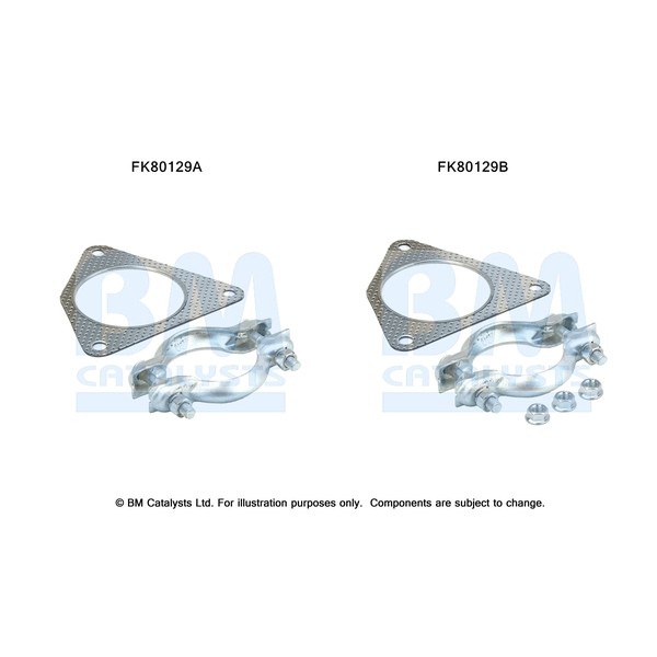 Слика на монтажен комплет, катализатор BM CATALYSTS FK80129 за Renault Clio 2 1.9 dTi (B/CB0U) - 80 коњи дизел