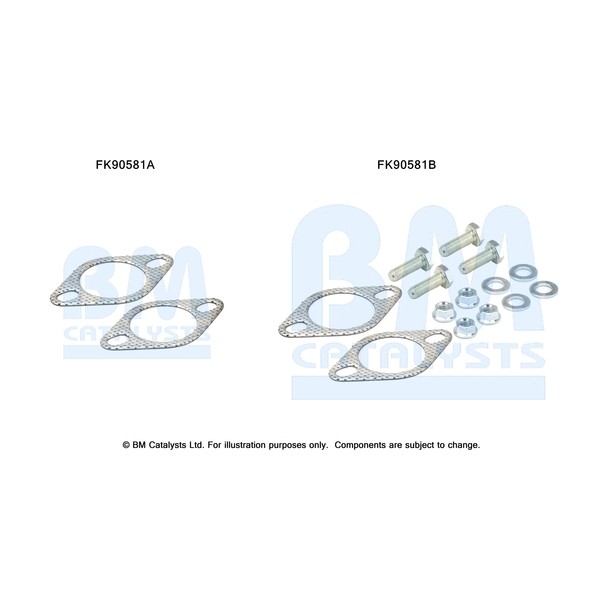 Слика на монтажен комплет, катализатор BM CATALYSTS FK90581 за Mitsubishi Lancer 6 Saloon (CK,PA,CE) 1.6 16V (CK4A) - 90 коњи бензин