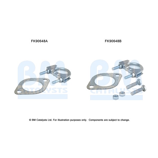 Слика на монтажен комплет, катализатор BM CATALYSTS FK90648 за Volvo S40 Sedan (VS) 1.6 - 105 коњи бензин