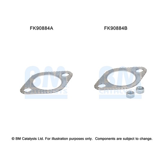 Слика на монтажен комплет, катализатор BM CATALYSTS FK90884 за Ford Escort MK 7 Convertible (all) 1.6 16V XR3i - 88 коњи бензин