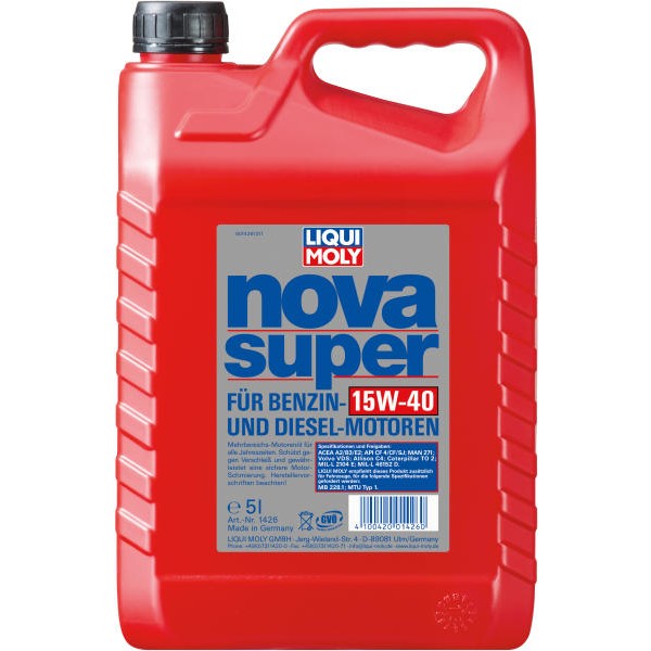 Слика на Моторно масло LIQUI MOLY Nova Super 15W-40 1426 за Audi 100 Sedan (44, 44Q, C3) 2.2 - 107 коњи бензин