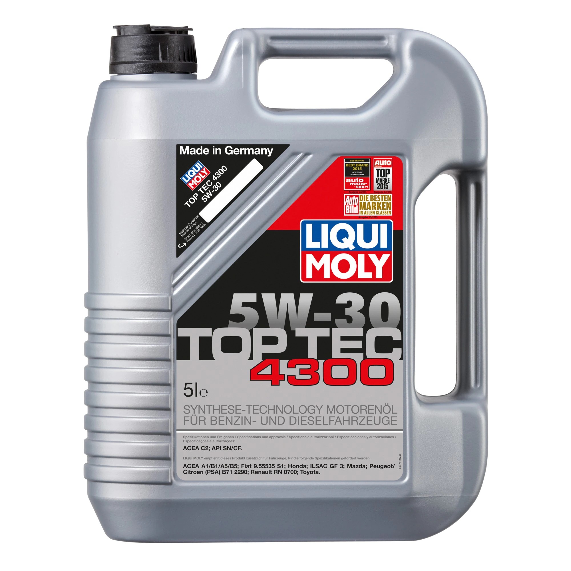 Слика на Моторно масло LIQUI MOLY Top Tec 4300 5W-30 3741 за Citroen C4 Grand Picasso UA 1.6 HDi 110 - 112 коњи дизел