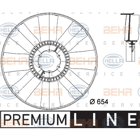 Слика на перка, вентилатор за радиатор HELLA BEHR  SERVICE  PREMIUM LINE 8MV 376 733-101 за камион Iveco Eurotech MP 190 E 38 - 375 коњи дизел