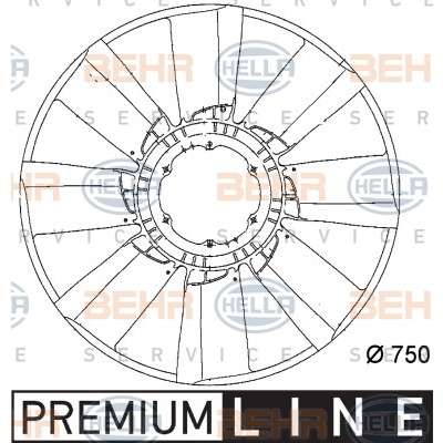 Слика на перка, вентилатор за радиатор HELLA BEHR  SERVICE  PREMIUM LINE 8MV 376 757-101 за камион Mercedes Actros 1996 2631 K - 313 коњи дизел