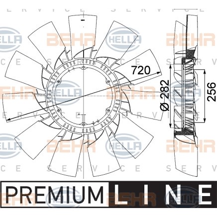 Слика на Перка, вентилатор за радиатор HELLA BEHR  SERVICE  PREMIUM LINE 8MV 376 757-491