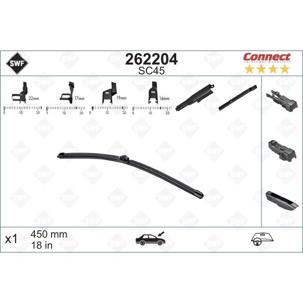 Слика на перо на брисач SWF ALTERNATIVE CONNECT 262204 за BMW 5 Touring F11 528 i - 258 коњи бензин