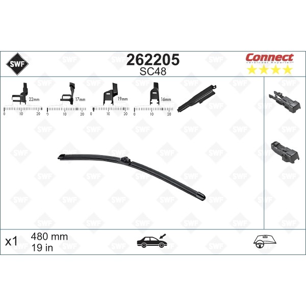 Слика на перо на брисач SWF ALTERNATIVE CONNECT 262205 за BMW 3 Touring E91 316 i - 122 коњи бензин