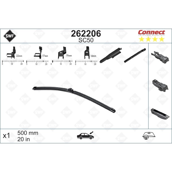 Слика на перо на брисач SWF ALTERNATIVE CONNECT 262206 за Citroen Space Tourer (V) 1.6 BlueHDi 115 - 115 коњи дизел