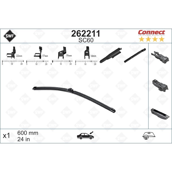 Слика на перо на брисач SWF ALTERNATIVE CONNECT 262211 за BMW 4 Convertible F33 F83 420 i - 163 коњи бензин