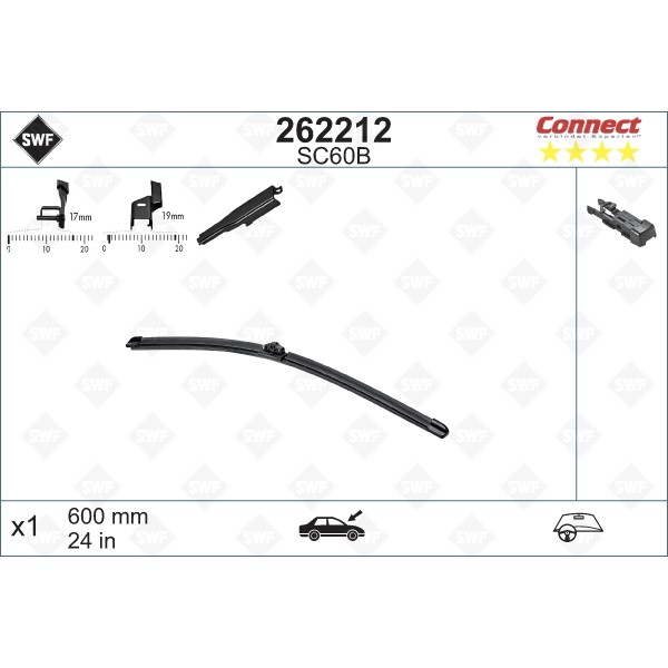 Слика на перо на брисач SWF ALTERNATIVE CONNECT 262212 за Opel Astra K (B16) 1.4 Turbo (68) - 125 коњи бензин