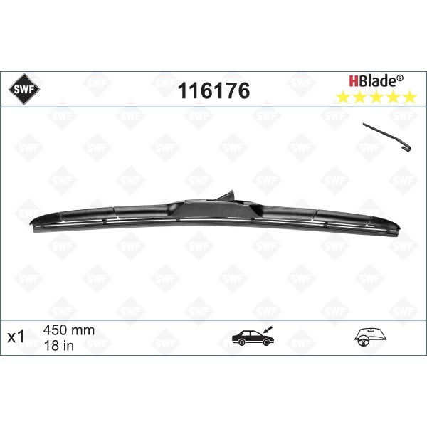 Слика на перо на брисач SWF DAS ORIGINAL HBLADE 116176 за Mini (F56) One First - 75 коњи бензин