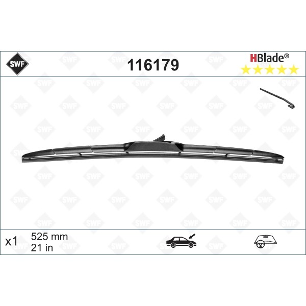 Слика на перо на брисач SWF DAS ORIGINAL HBLADE 116179 за Mitsubishi Outlander (CW) 2.2 DI-D - 177 коњи дизел