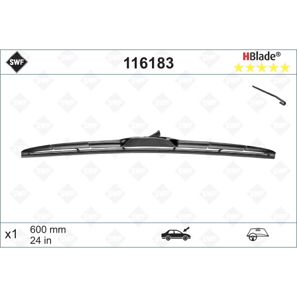 Слика на перо на брисач SWF DAS ORIGINAL HBLADE 116183 за Mitsubishi Outlander (CW) 2.0 DI-D - 140 коњи дизел