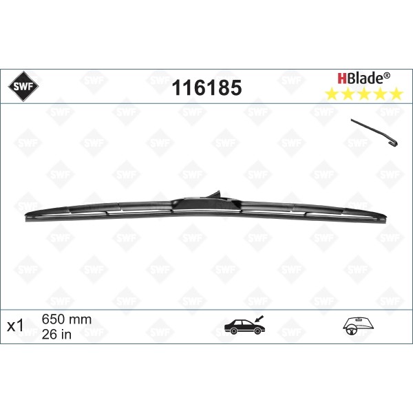 Слика на перо на брисач SWF DAS ORIGINAL HBLADE 116185 за Mitsubishi Outlander 3 (gg_w, gf_w) 2.4 4WD - 169 коњи бензин