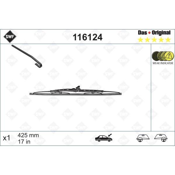 Слика на перо на брисач SWF DAS ORIGINAL SINGLE 116124 за Toyota Land Cruiser (J7) 3.4 D (BJ70_V, BJ73_) - 95 коњи дизел