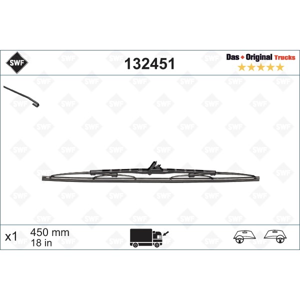 Слика на перо на брисач SWF DAS ORIGINAL TRUCKS 132451 за камион Iveco M 135-17 T - 177 коњи дизел