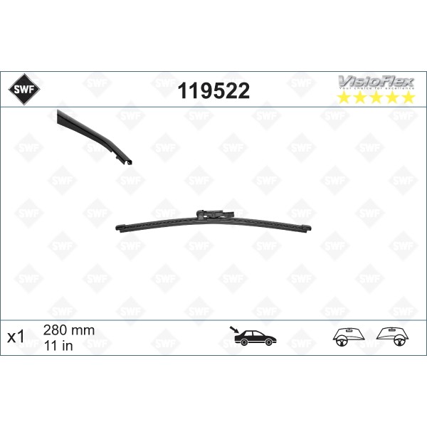 Слика на перо на брисач SWF ORIGINAL VISIOFLEX REAR 119522 за BMW 1 E81, E87 116 i - 122 коњи бензин