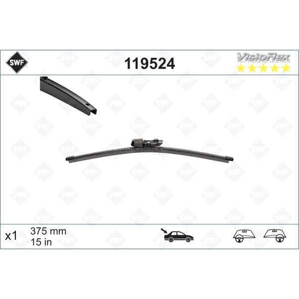 Слика на перо на брисач SWF ORIGINAL VISIOFLEX REAR 119524 за VW Tiguan Allspace (BW2) 1.4 TSI - 150 коњи бензин